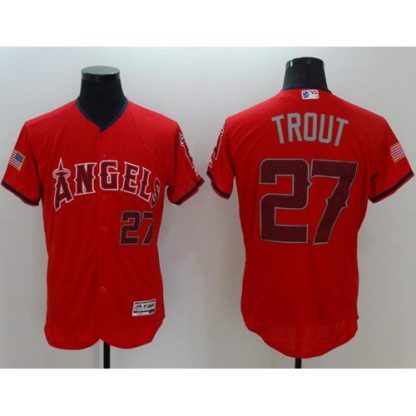Los Angeles Angels of Anaheim #27 Mike Trout Red Fashion Stars & Stripes Flexbase Authentic Stitched MLB Jersey