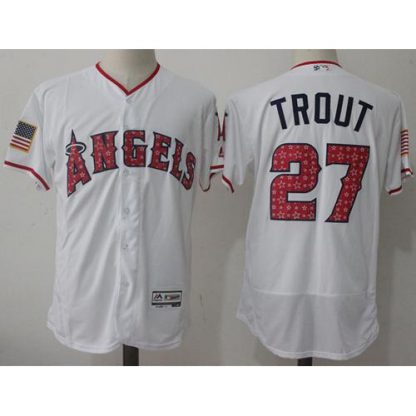 Los Angeles Angels of Anaheim #27 Mike Trout White Fashion Stars & Stripes Flexbase Authentic Stitched MLB Jersey