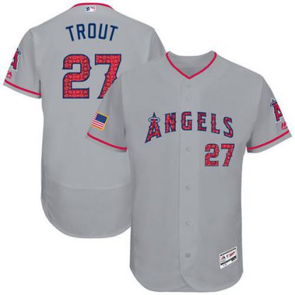 Los Angeles Angels of Anaheim #27 Mike Trout Grey Fashion Stars & Stripes Flexbase Authentic Stitched MLB Jersey