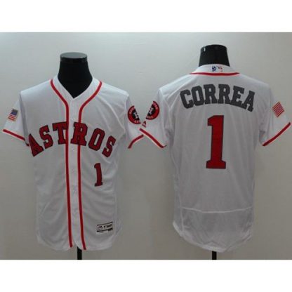 Houston Astros #1 Carlos Correa White Fashion Stars & Stripes Flexbase Authentic Stitched MLB Jersey