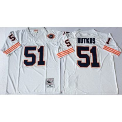Mitchell&Ness Chicago Bears #51 Dick Butkus White Big No. Throwback Stitched NFL Jersey