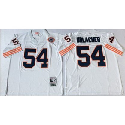 Mitchell&Ness Chicago Bears #54 Brian Urlacher White Big No. Throwback Stitched NFL Jersey