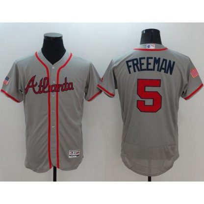 Atlanta Braves #5 Freddie Freeman Grey Fashion Stars & Stripes Flexbase Authentic Stitched MLB Jersey