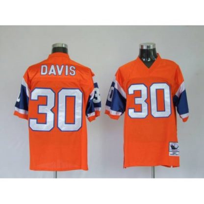 Mitchel & Ness Denver Broncos #30 Terrell Davis Orange Stitched Throwback NFL Jersey