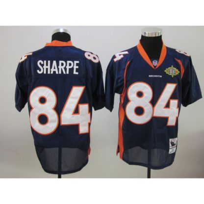 Mitchell & Ness Denver Broncos #84 Shannon Sharpe Blue With Super Bowl Patch Stitched NFL Jersey