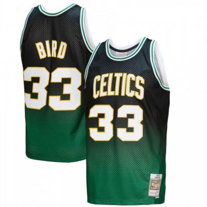 Boston Boston Celtics #33 Larry Bird Mitchell & Ness Men's Kelly Green/Black 1985/86 Hardwood Classics Fadeaway Swingman Player Jersey