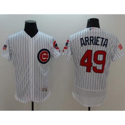 Chicago Cubs #49 Jake Arrieta White Fashion Stars & Stripes Flexbase Authentic Stitched MLB Jersey