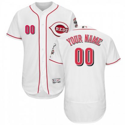 Cincinnati Reds Majestic Home Flex Base Authentic Collection Custom Jersey White