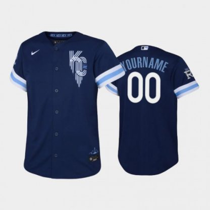 Kansas City Royals Custom Youth Nike Replica 2022 City Connect Navy Jersey