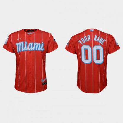 Miami Marlins Custom Women's Nike 2021 City Connect Authentic MLB Jersey Red