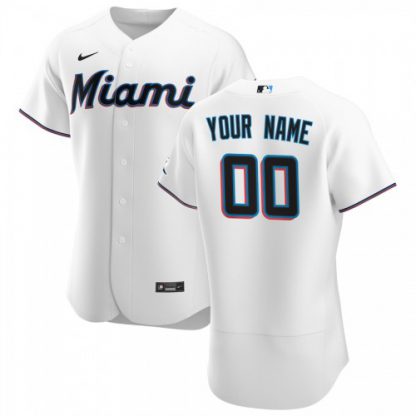 Miami Marlins Custom Men's Nike White Home 2020 Authentic Player MLB Jersey
