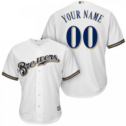 Milwaukee Brewers Majestic Cool Base Custom Jersey White