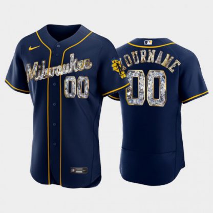 Milwaukee Brewers Custom Men's Nike Diamond Edition MLB Jersey - Black
