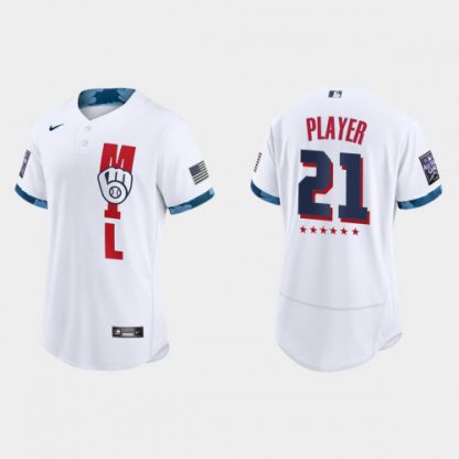 Milwaukee Brewers Custom 2021 Mlb All Star Game Authentic White Jersey