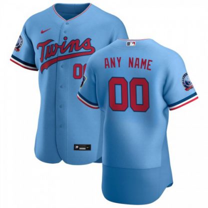 Minnesota Twins Custom Men's Nike Light Blue Alternate 2020 60th Season Authentic Team MLB Jersey