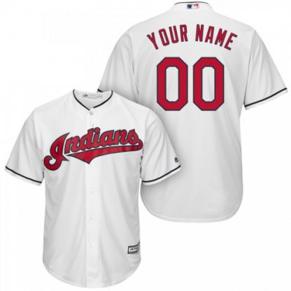 Cleveland Indians Majestic Cool Base Custom Jersey White