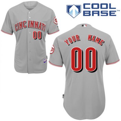 Reds Personalized Authentic Grey MLB Jersey (S-3XL)