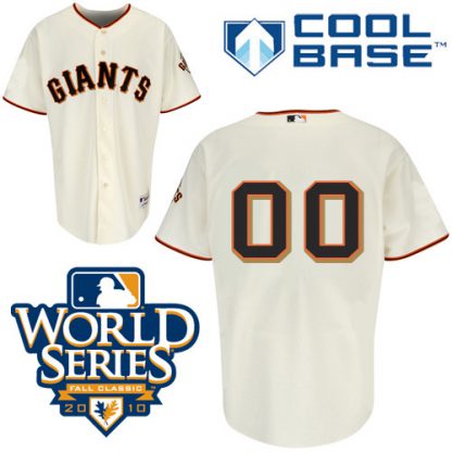 Giants Customized Authentic Cream Cool Base MLB Jersey w/2010 World Series Patch (S-3XL)