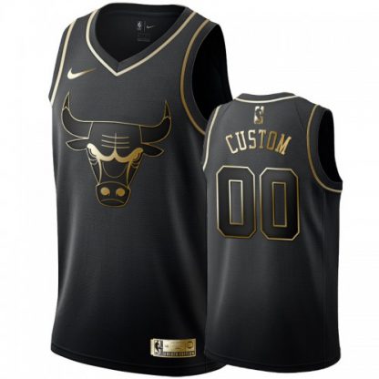 Nike Bulls Custom Men's Black Golden Edition Swingman NBA Jersey