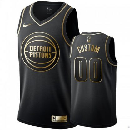 Nike Pistons Custom Men's Black Golden Edition Swingman NBA Jersey