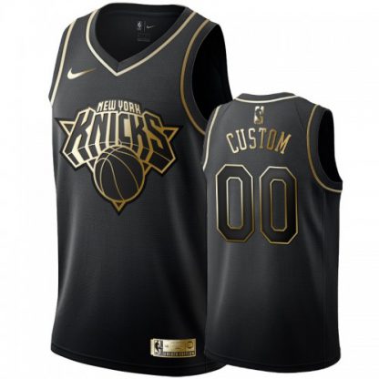 Nike Knicks Custom Men's Black Golden Edition Swingman NBA Jersey