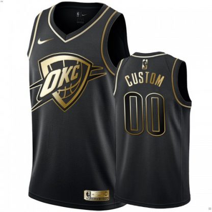 Nike Thunder Custom Men's Black Golden Edition Swingman NBA Jersey