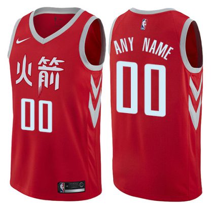 Men's Nike Rockets Personalized Swingman Red NBA City Edition Jersey