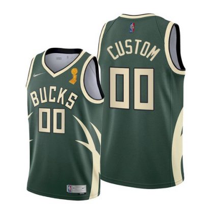 Nike Bucks Custom 2021 NBA Finals Champions Swingman Earned Edition Jersey Green