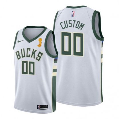 Nike Bucks Custom 2021 NBA Finals Champions Swingman Association Edition Jersey White