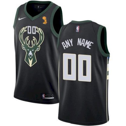 Nike Bucks Custom 2021 NBA Finals Champions Swingman Statement Edition Jersey Black