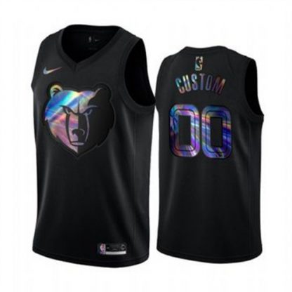 Nike Grizzlies Custom Allen Men's Iridescent Holographic Collection NBA Jersey - Black