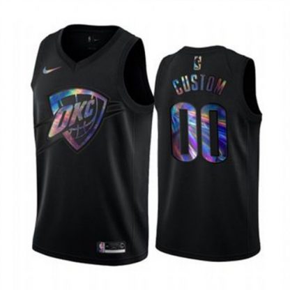 Nike Thunder Custom Men's Iridescent Holographic Collection NBA Jersey - Black