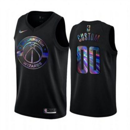 Nike Wizards Custom Men's Iridescent Holographic Collection NBA Jersey - Black