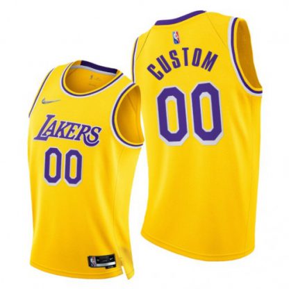 Nike Lakers Custom Men's 2021-22 75th Diamond Anniversary NBA Jersey Gold