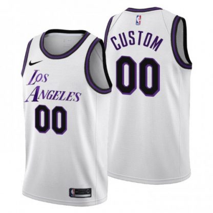 Nike Lakers Custom Men's 2022-23 City Edition NBA Jersey - Cherry Blossom White