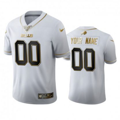 Buffalo Bills Custom Men's Nike White Golden Edition Vapor Limited NFL 100 Jersey