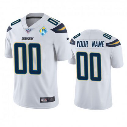 Los Angeles Chargers Custom White 60th Anniversary Vapor Limited NFL Jersey