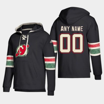 New Jersey Devils Personalized Lace-Up Pullover Hoodie Black