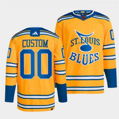 St.Louis Blues Custom Men's adidas Reverse Retro 2.0 Authentic Player Jersey - Yellow