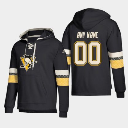 Pittsburgh Penguins Personalized Lace-Up Pullover Hoodie Black