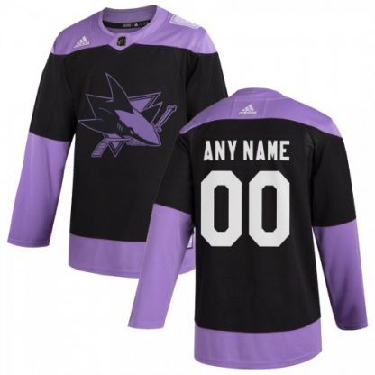 San Jose Sharks Adidas Hockey Fights Cancer Custom Practice Jersey Black