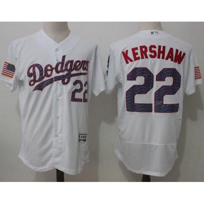 Los Angeles Dodgers #22 Clayton Kershaw White Fashion Stars & Stripes Flexbase Authentic Stitched MLB Jersey