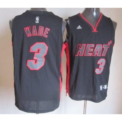 Miami Heat #3 Dwyane Wade Black With Red & Black Number Stitched NBA Jersey