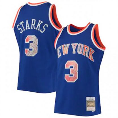 Nike New York Knicks #3 John Starks Mitchell & Ness 1996-97 Hardwood Classics NBA 75th Anniversary Diamond Swingman Jersey - Blue