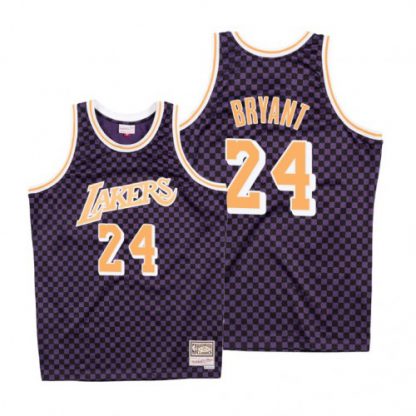 Mitchell & Ness Los Angeles Lakers #24 Kobe Bryant Purple Checkerboard HWC Throwback NBA Jersey