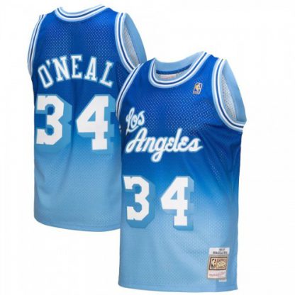 Los Angeles Los Angeles Lakers #34 Shaquille O'Neal Mitchell & Ness Men's Light Blue/Blue 1996/97 Hardwood Classics Fadeaway Swingman Player Jersey