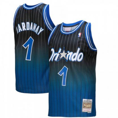 Orlando Orlando Magic #1 Penny Hardaway Mitchell & Ness Men's Royal/Black 1994/95 Hardwood Classics Fadeaway Swingman Player Jersey