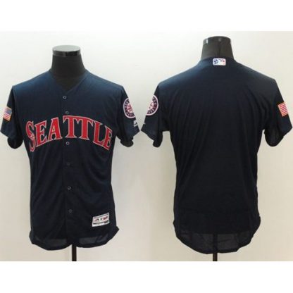 Seattle Mariners Blank Navy Blue Fashion Stars & Stripes Flexbase Authentic Stitched MLB Jersey
