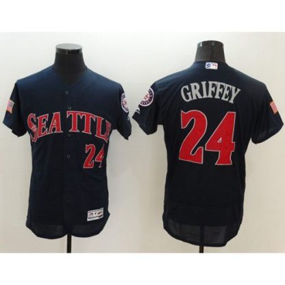 Seattle Mariners #24 Ken Griffey Navy Blue Fashion Stars & Stripes Flexbase Authentic Stitched MLB Jersey