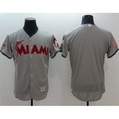 Miami Marlins Blank Grey Fashion Stars & Stripes Flexbase Authentic Stitched MLB Jersey